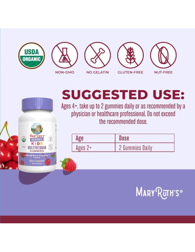 Gominolas Multivitamínicas Veganas MaryRuth para Niños 60 Unidades