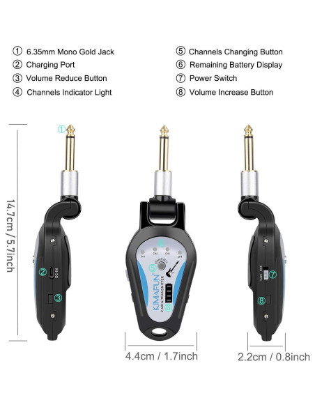 Sistema Inalámbrico KIMAFUN G207 para Guitarra y Bajo Sistema Inalámbrico KIMAFUN G207 para Guitarra y Bajo