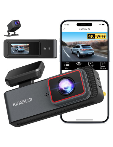 Cámara Dash Kingslim E4 4K Delantera y Trasera WiFi