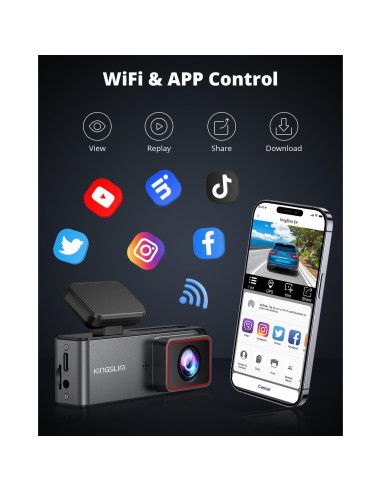 Cámara Dash Kingslim E4 4K Delantera y Trasera WiFi