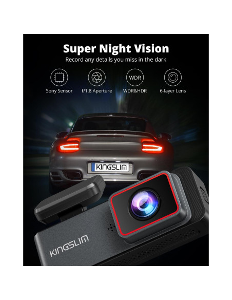 Cámara Dash Kingslim E4 4K Delantera y Trasera WiFi Cámara Dash Kingslim E4 4K Delantera y Trasera WiFi