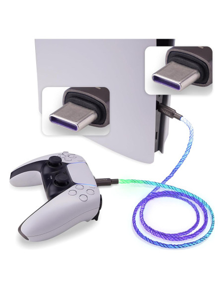 Cable de Carga Iluminado PlayVital 2M Tipo C para PS5/Xbox Cable de Carga Iluminado PlayVital 2M Tipo C para PS5/Xbox