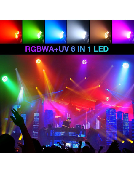 Luz Par LED 18X18W RGBWA+UV DMX Profesional para Eventos Luz Par LED 18X18W RGBWA+UV DMX Profesional para Eventos