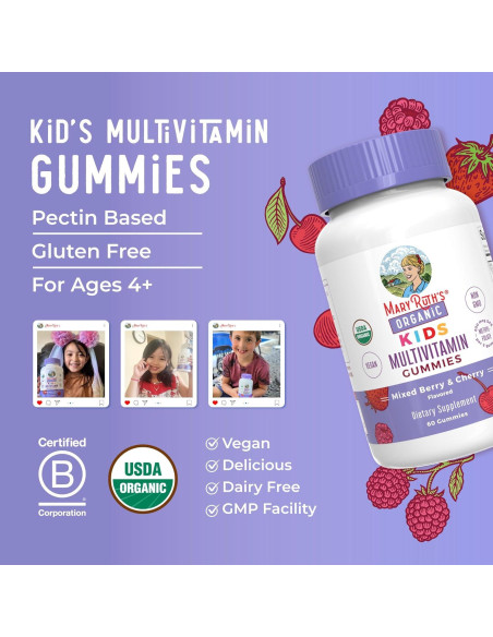 Gominolas Multivitamínicas Veganas MaryRuth para Niños 60 Unidades Gominolas Multivitamínicas Veganas MaryRuth para Niños 60 Unidades