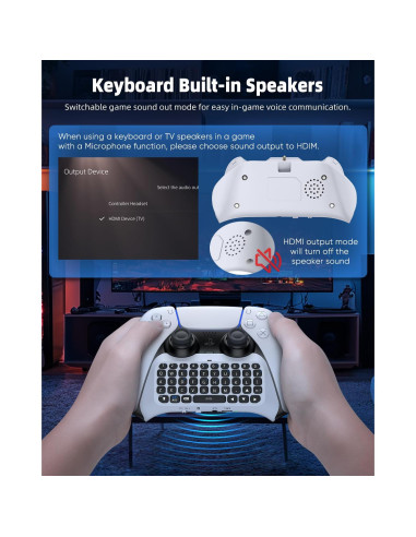 Teclado Inalámbrico MENEEA para PS5 Pro con Altavoz