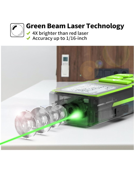 Huepar Medidor Láser Verde 330FT con Sensor de Ángulo Huepar Medidor Láser Verde 330FT con Sensor de Ángulo