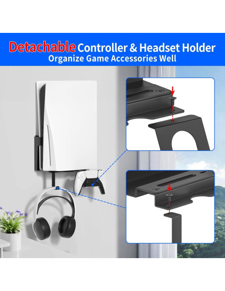 Soporte de Pared para PS5 Chunxiao - Negro, Disipación de Calor Soporte de Pared para PS5 Chunxiao - Negro, Disipación de Calor