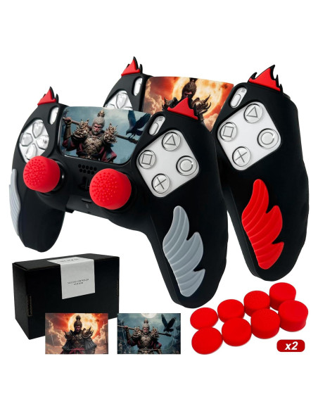 Funda Silicona Antideslizante PS5 HLRAO 2 Piezas Negro/Rojo Funda Silicona Antideslizante PS5 HLRAO 2 Piezas Negro/Rojo