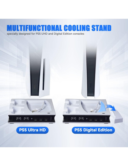 Soporte de Enfriamiento PS5 JZW-Shop con Cargador y Hub USB Soporte de Enfriamiento PS5 JZW-Shop con Cargador y Hub USB