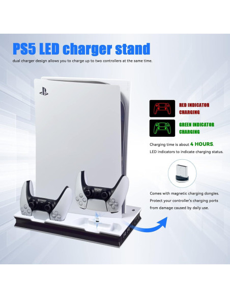 Soporte de Enfriamiento PS5 JZW-Shop con Cargador y Hub USB Soporte de Enfriamiento PS5 JZW-Shop con Cargador y Hub USB
