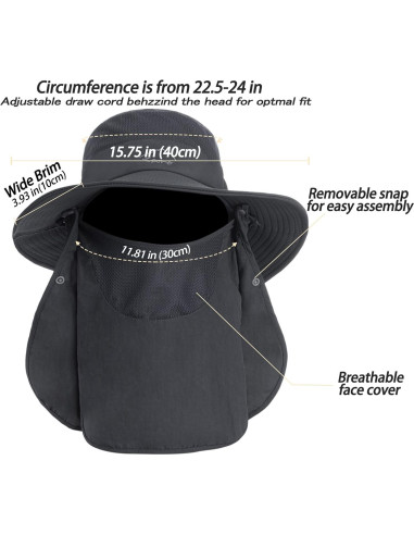 Sombrero de Sol Unisex Gris Oscuro con Protección UV