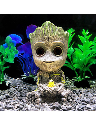 Decoración de acuario Groot con piedra de aire AnxunJim 6.6cm