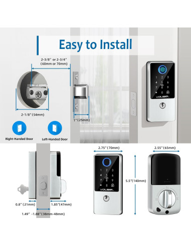 Cerradura Inteligente VOLIBeL D1-T 7 en 1 con Huella y App