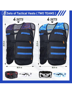 Kit de Chalecos Tácticos POKONBOY para 8 Niños - Juegos de Guerra 2