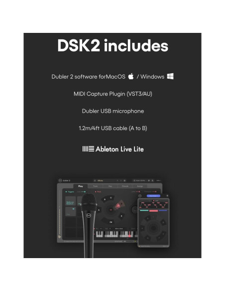 Kit de Estudio Dubler 2 Controlador de Voz a MIDI USB Kit de Estudio Dubler 2 Controlador de Voz a MIDI USB