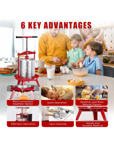 Prensa Manual de Frutas y Vino Acero Inoxidable 14L
