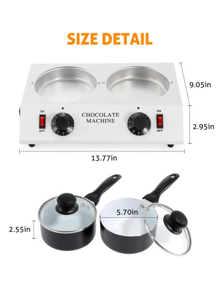 Olla Derretir Chocolate WICHEMI Doble 3.20 kg Calentador Olla Derretir Chocolate WICHEMI Doble 3.20 kg Calentador