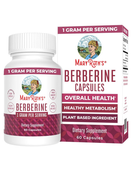 Suplemento de Berberina MaryRuth 1000 mg | 30 Cápsulas Veganas Suplemento de Berberina MaryRuth 1000 mg | 30 Cápsulas Veganas
