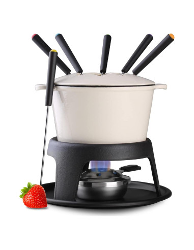 Juego de Fondue Artestia de Hierro Fundido 11 Piezas Blanco