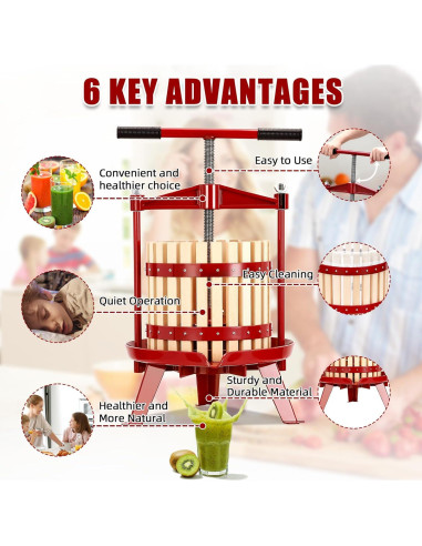 Prensa de Vino Manual ProMaintain 18L Madera Eficiente