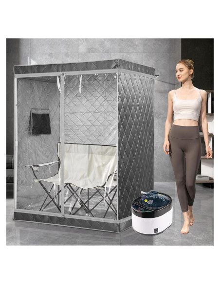 Sauna portátil iDOTODO para 2 personas con silla plegable Sauna portátil iDOTODO para 2 personas con silla plegable