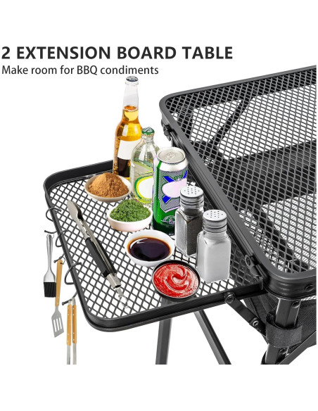 Mesa de Parrilla Plegable Thallike con 2 Paneles Laterales Mesa de Parrilla Plegable Thallike con 2 Paneles Laterales