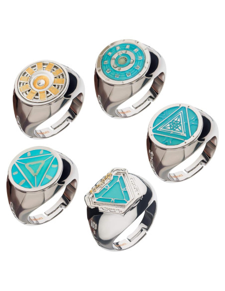 Conjunto de 5 Anillos Ajustables Iron Man Reactor Arc Conjunto de 5 Anillos Ajustables Iron Man Reactor Arc