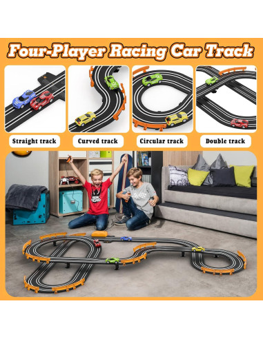 Pista de Carreras Wupuaait con 4 Coches de Slot 5.61m