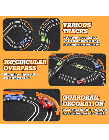 Pista de Carreras Wupuaait con 4 Coches de Slot 5.61m