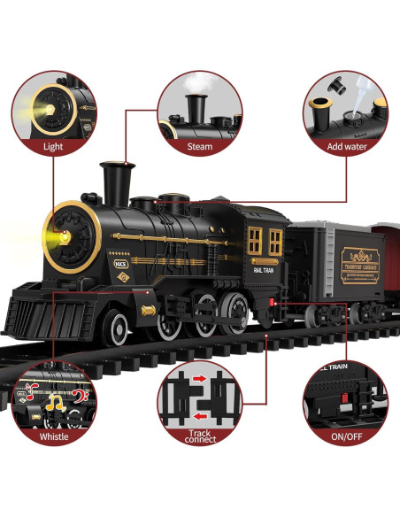 Juego de tren TEMI eléctrico con humo y luces para niños Juego de tren TEMI eléctrico con humo y luces para niños