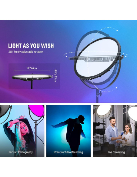 Luz de Video LED RGB NEEWER 65W 18" Control APP Luz de Video LED RGB NEEWER 65W 18" Control APP