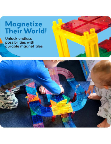 PicassoTiles Juego de Bloques Magnéticos 80 Piezas STEM