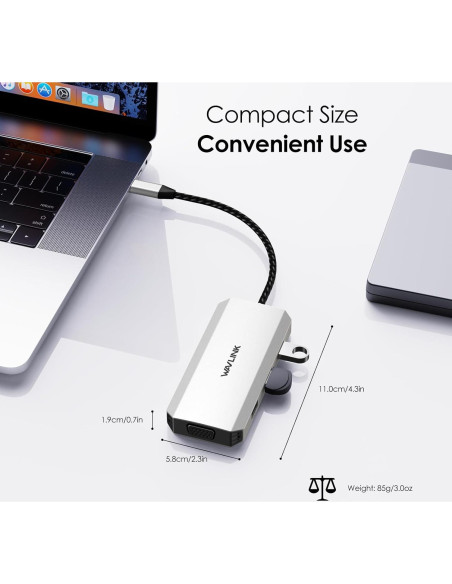 Adaptador USB C a Doble HDMI 4K 60Hz Winstars 7-en-1 Adaptador USB C a Doble HDMI 4K 60Hz Winstars 7-en-1