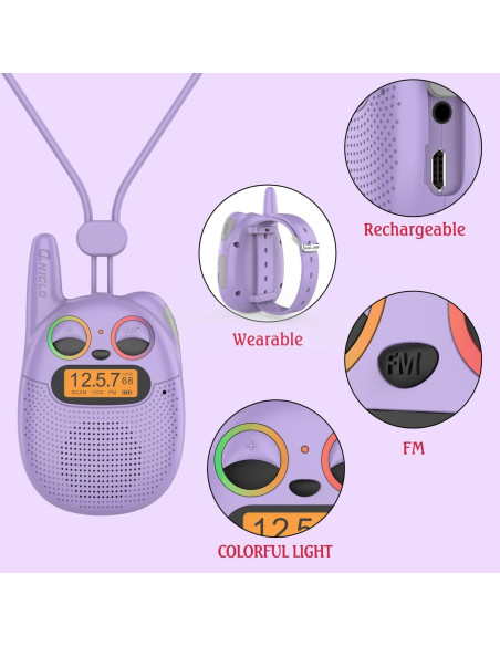 Walkie Talkies Qniglo Niños 3 Paquete Recargables 4,83 km Walkie Talkies Qniglo Niños 3 Paquete Recargables 4,83 km