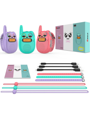 Walkie Talkies Qniglo Niños 3 Paquete Recargables 4,83 km