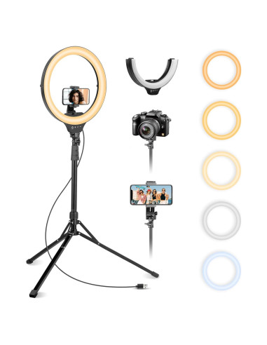 Luz de Anillo Aureday 14'' LED con Trípode 62'' Ajustable