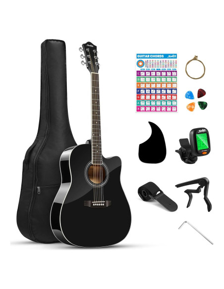 Guitarra Acústica Moukey 104 cm para Principiantes - Negro Guitarra Acústica Moukey 104 cm para Principiantes - Negro