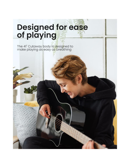 Guitarra Acústica Moukey 104 cm para Principiantes - Negro Guitarra Acústica Moukey 104 cm para Principiantes - Negro