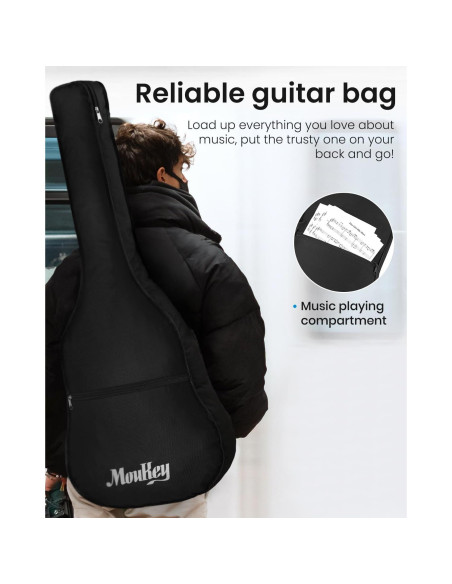 Guitarra Acústica Moukey 104 cm para Principiantes - Negro Guitarra Acústica Moukey 104 cm para Principiantes - Negro