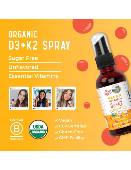 Spray de Vitamina D3 + K2 MaryRuth's 30 Porciones Vegano Spray de Vitamina D3 + K2 MaryRuth's 30 Porciones Vegano