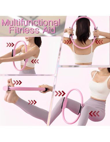 Anillo de Pilates JDHTMTCBGX 37 cm Rosado con Mangos Acolchados