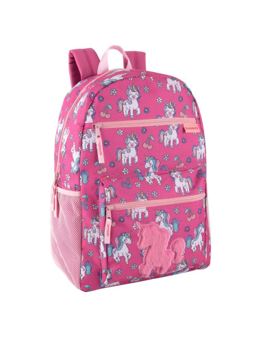 Mochila escolar unicornio Trail Maker 17" con peluche y bolsillos