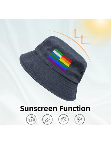 Sombrero de Cubo Unisex KCNSEZA Algodón Arcoíris Sierra Leona