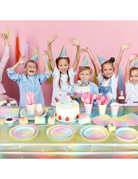 Set de Vajilla Desechable Pastel Iridiscente FunnyPars - 25 Personas Set de Vajilla Desechable Pastel Iridiscente FunnyPars - 25 Personas