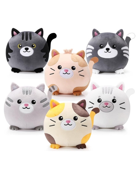 Lenwen 6 Pcs Juguetes de Peluche Gato 20 cm Suave para Niños Lenwen 6 Pcs Juguetes de Peluche Gato 20 cm Suave para Niños