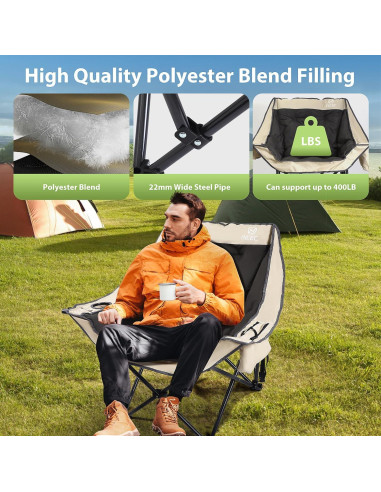 Silla de Camping Plegable Nice C XL con Almohadilla Gruesa