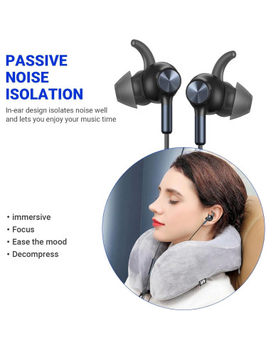 Auriculares USB C ASKUBSKU con micrófono, graves profundos, azul-negro