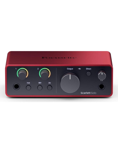 Interfaz de Audio USB Focusrite Scarlett Solo 4ta Gen + Auriculares + Cable XLR 7.62m Interfaz de Audio USB Focusrite Scarlett Solo 4ta Gen + Auriculares + Cable XLR 7.62m