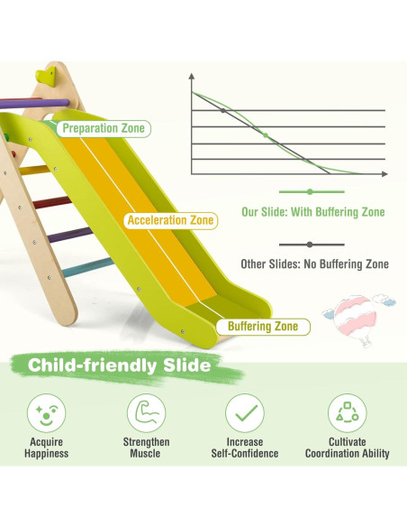 Escalador Triangular HONEY JOY con Rampa Ajustable para Niños Escalador Triangular HONEY JOY con Rampa Ajustable para Niños