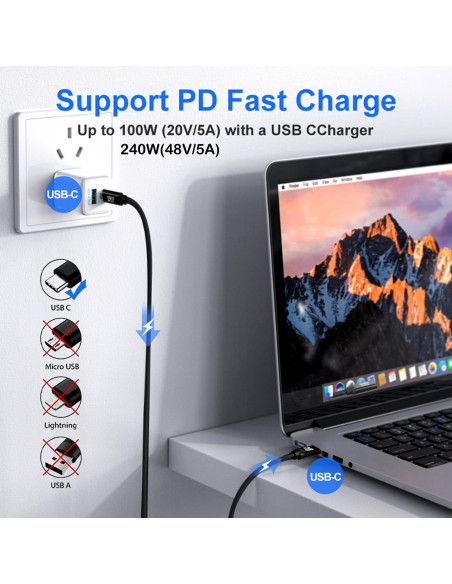Cable USB Tipo C a C 1.83M 240W 8K 60Hz LJ Cable USB Tipo C a C 1.83M 240W 8K 60Hz LJ